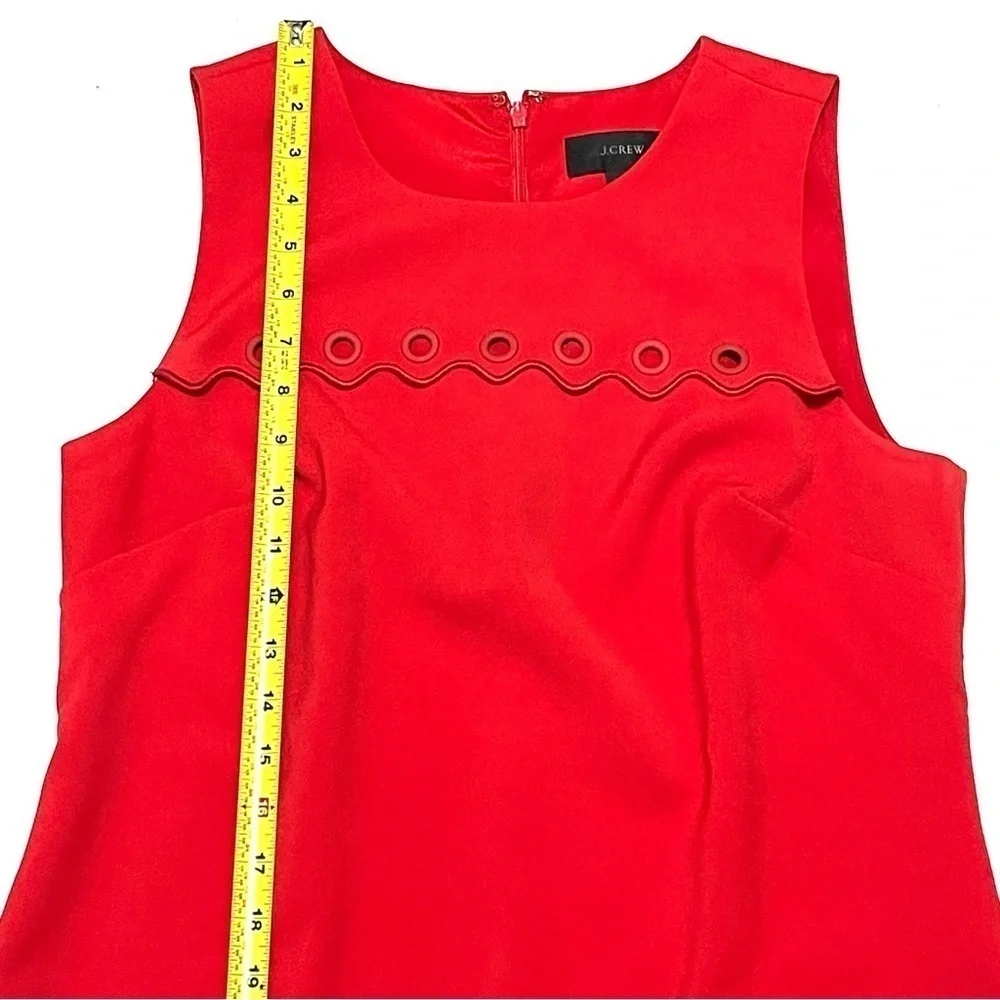 J.Crew Woman Red Grommet Scalloped Shift Sleeveless Dress Size 8